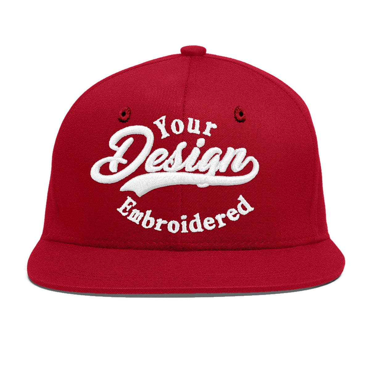 Custom Red 3D Puff Embroidery Flat Embroidery Casual Sport Baseball Cap