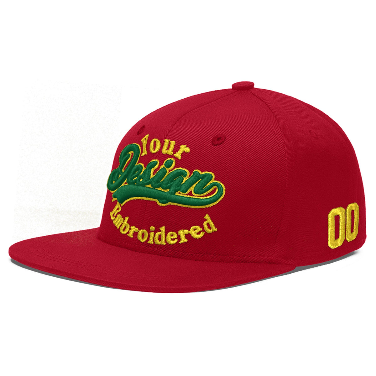 Custom Red 3D Puff Embroidery Flat Embroidery Casual Sport Baseball Cap