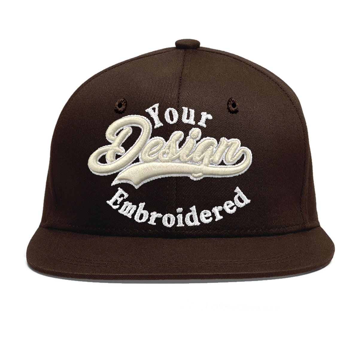 Custom Brown 3D Puff Embroidery Flat Embroidery Casual Sport Baseball Cap