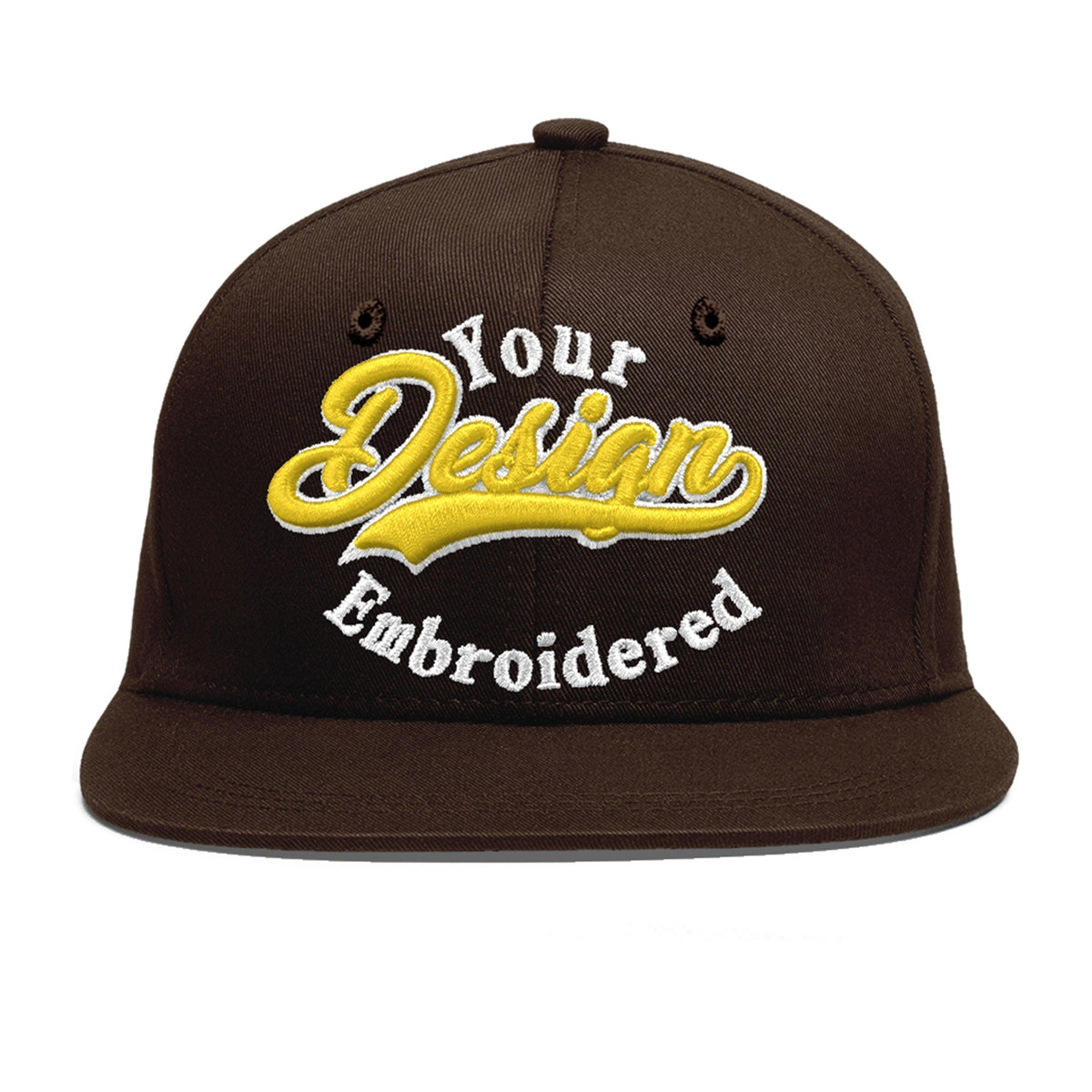 Custom Brown 3D Puff Embroidery Flat Embroidery Casual Sport Baseball Cap