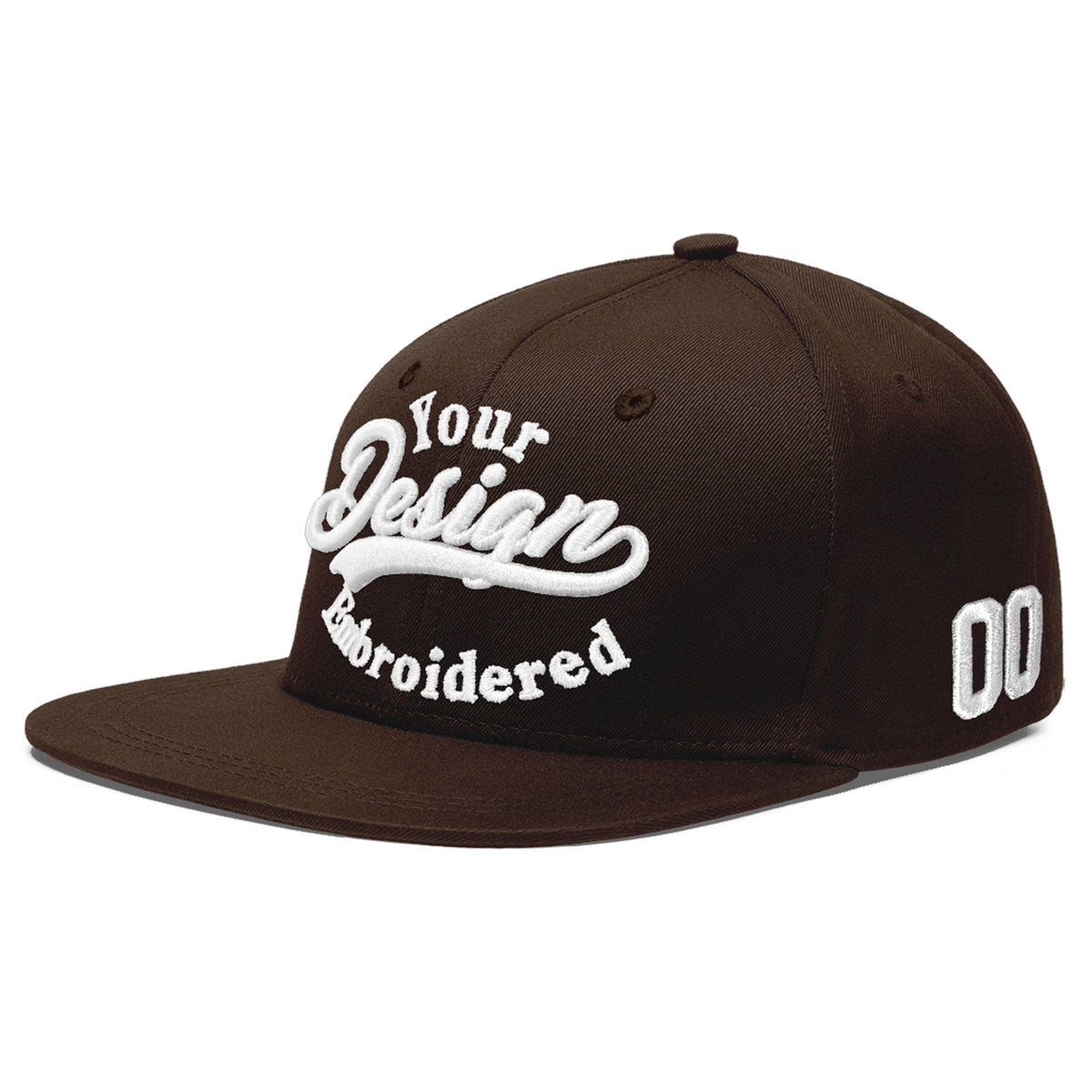Custom Brown 3D Puff Embroidery Flat Embroidery Casual Sport Baseball Cap