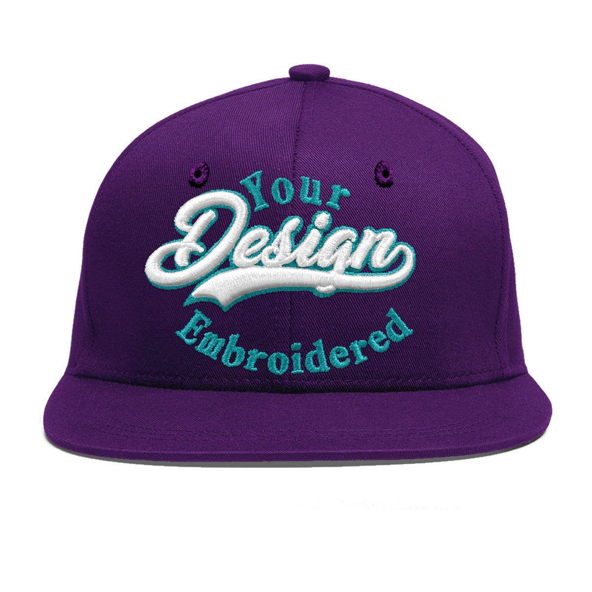 Custom Purple 3D Puff Embroidery Flat Embroidery Casual Sport Baseball Cap