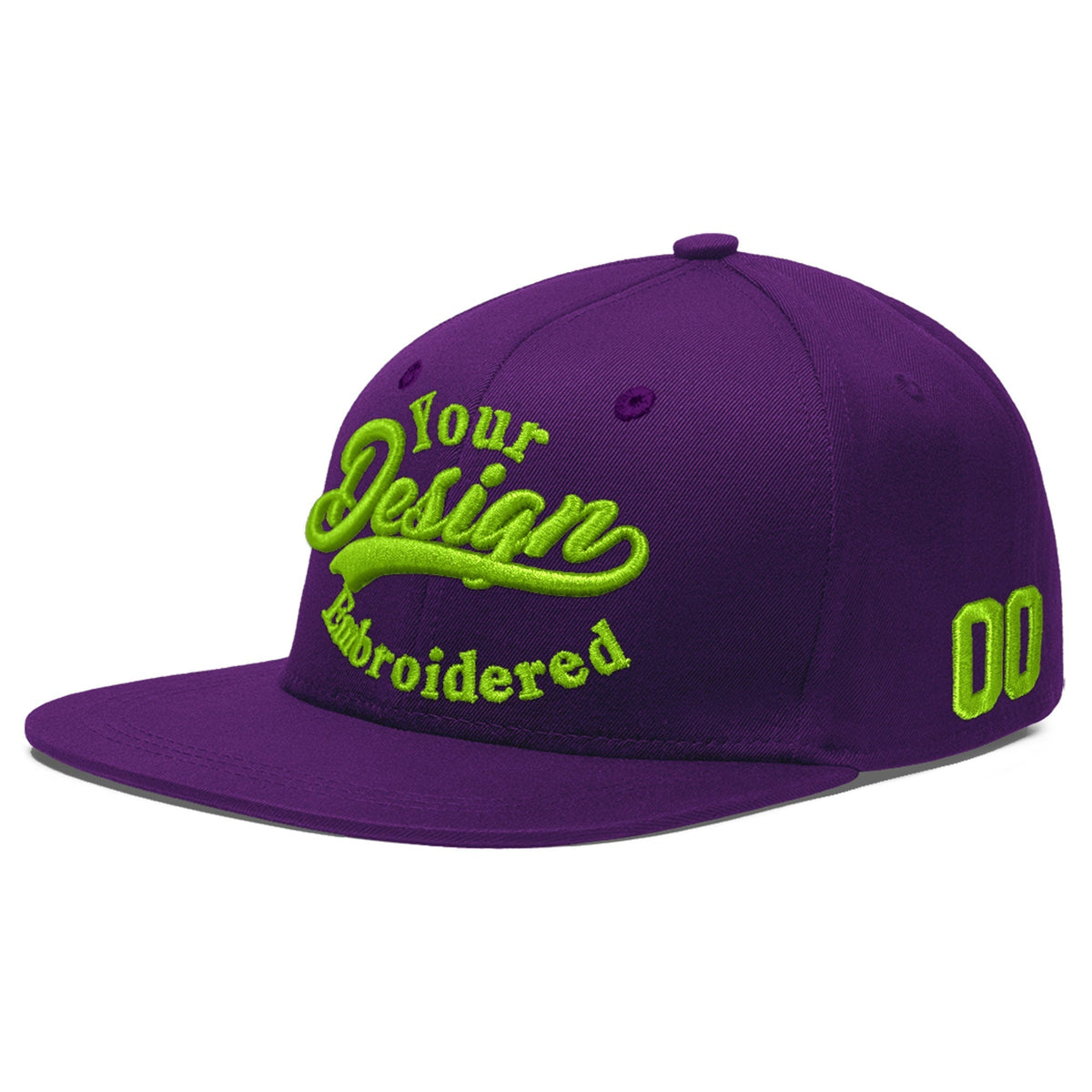 Custom Purple 3D Puff Embroidery Flat Embroidery Casual Sport Baseball Cap