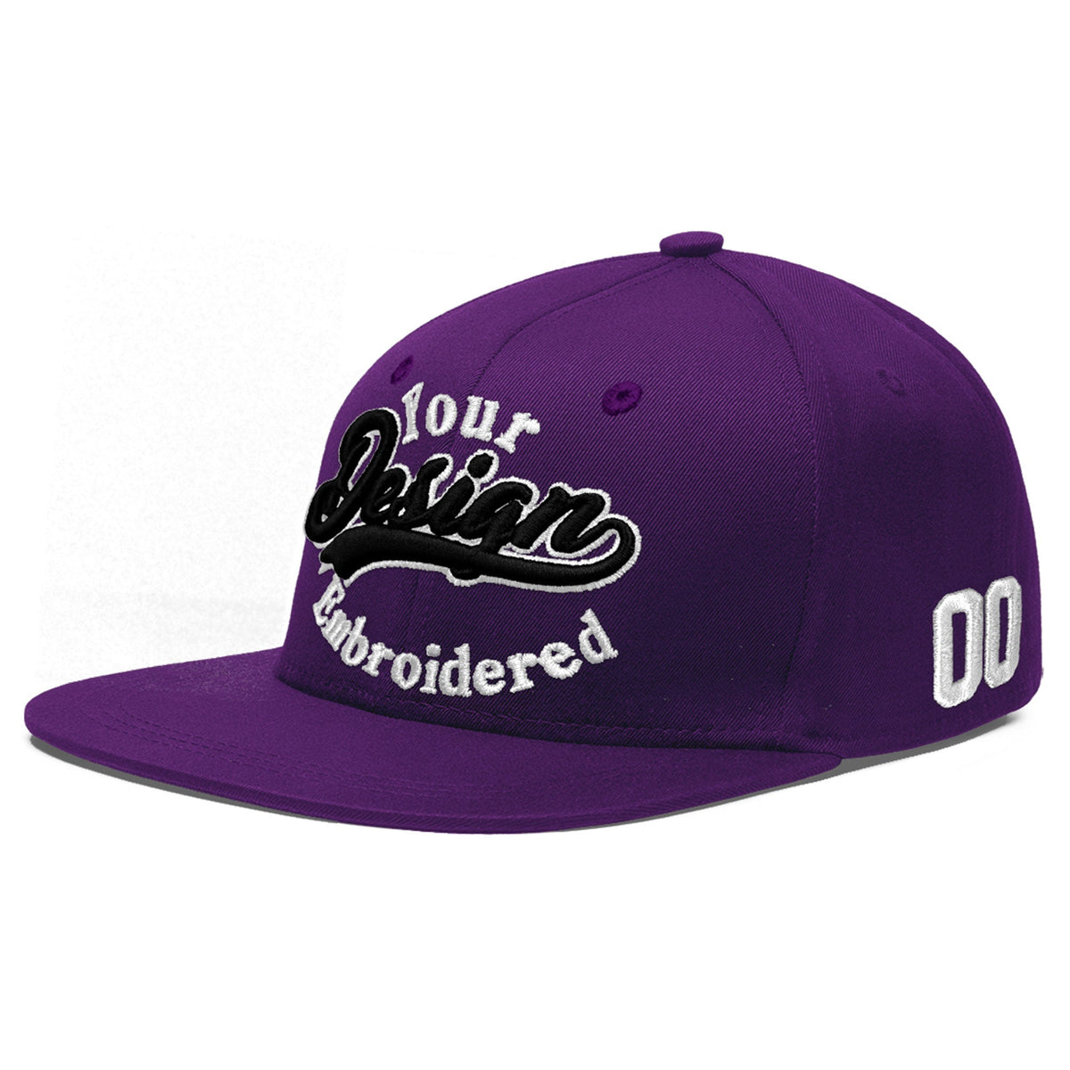 Custom Purple 3D Puff Embroidery Flat Embroidery Casual Sport Baseball Cap
