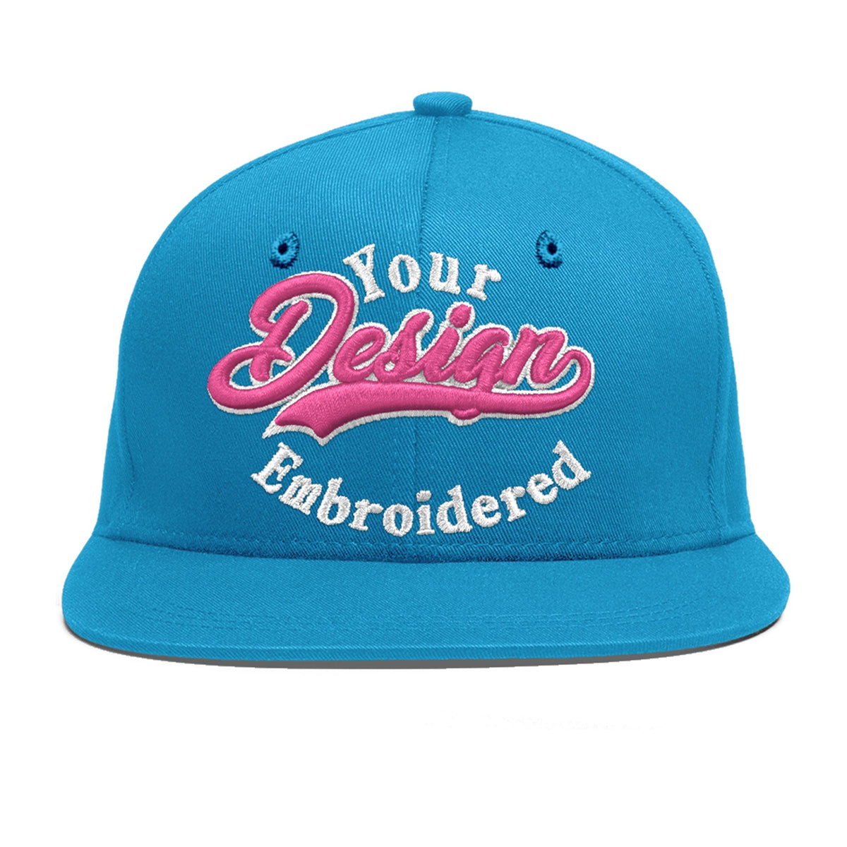 Custom Light Blue 3D Puff Embroidery Flat Embroidery Casual Sport Baseball Cap