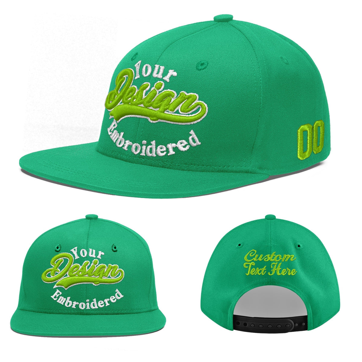 Custom Aqua 3D Puff Embroidery Flat Embroidery Casual Sport Baseball Cap