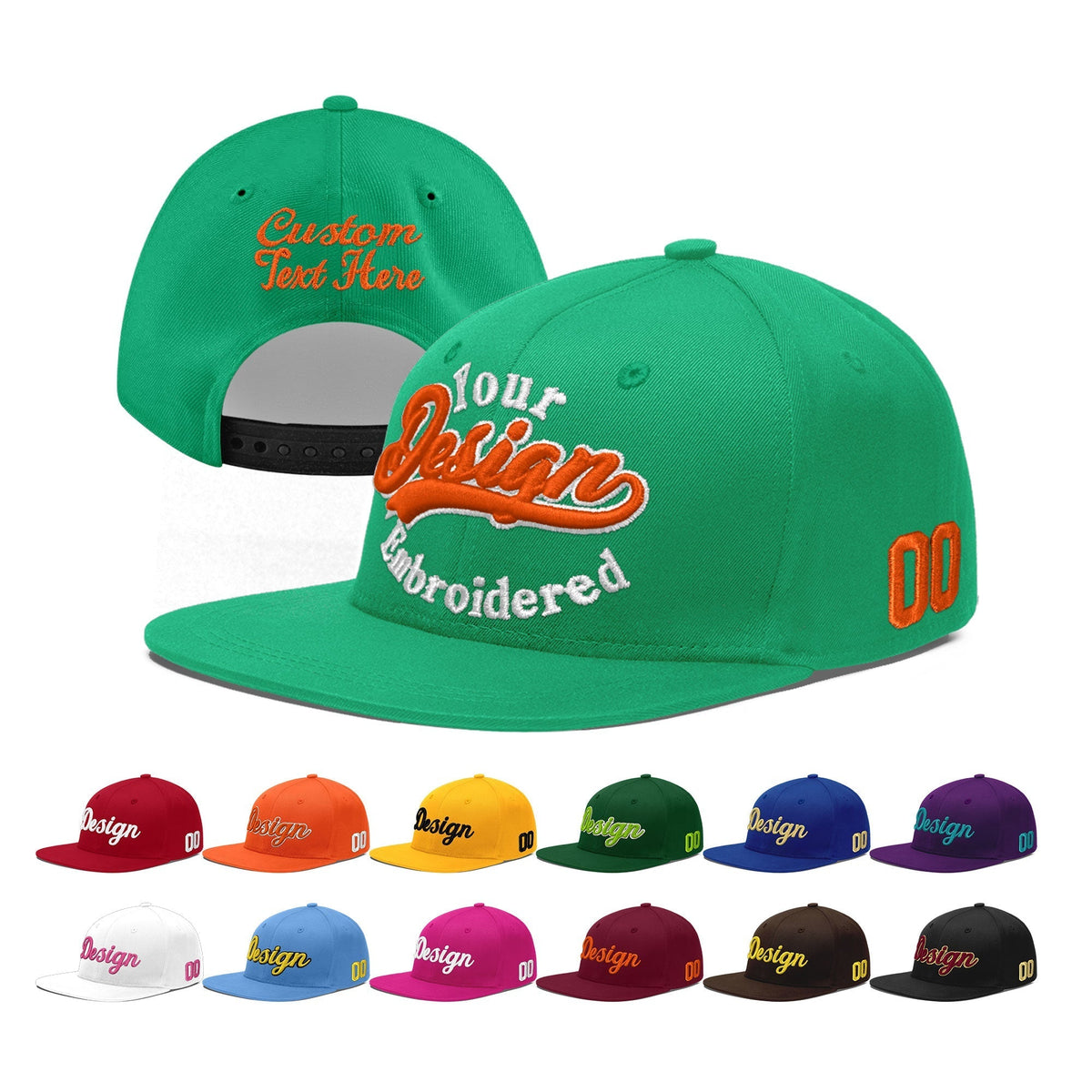 Custom Aqua 3D Puff Embroidery Flat Embroidery Casual Sport Baseball Cap