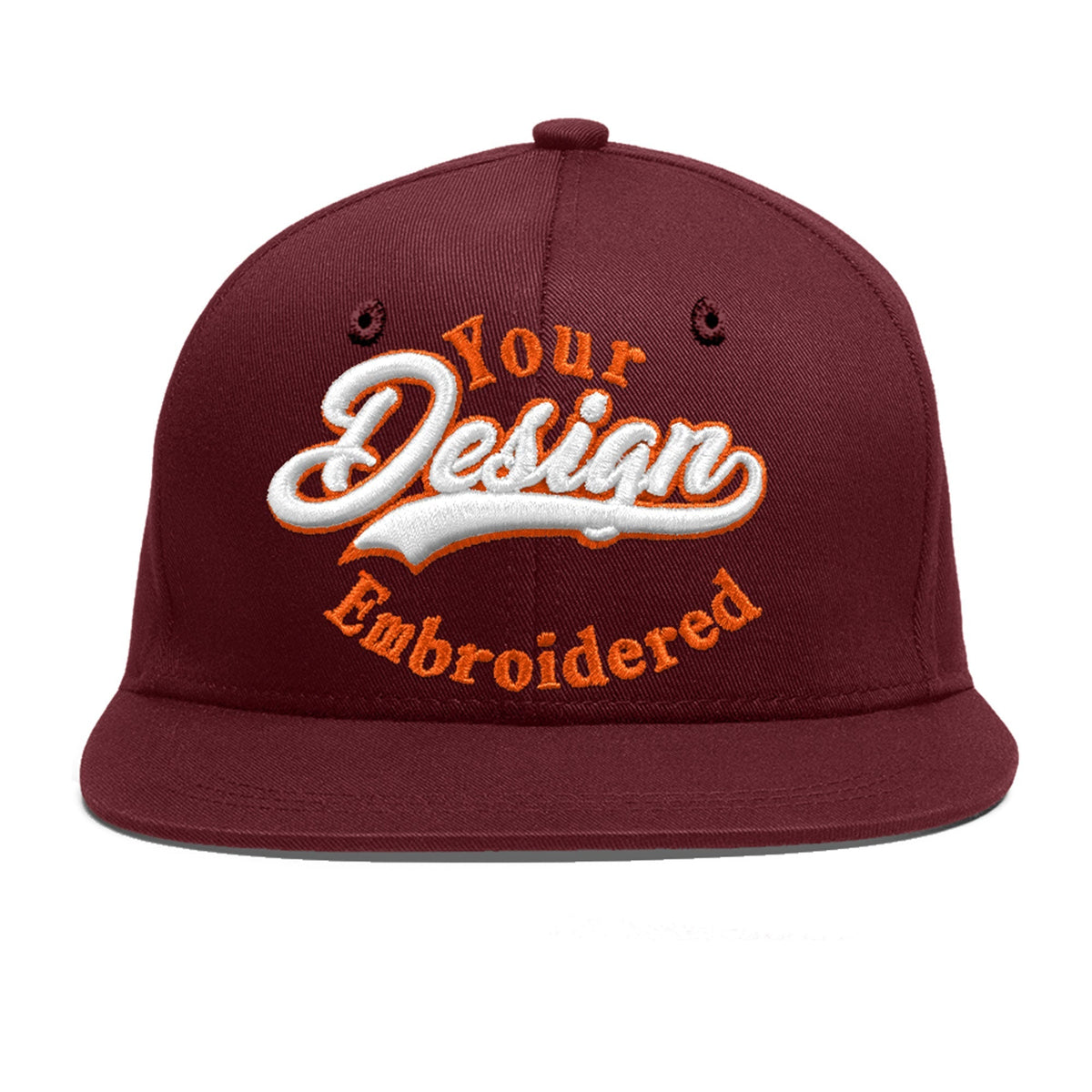 Custom Maroon 3D Puff Embroidery Flat Embroidery Casual Sport Baseball Cap