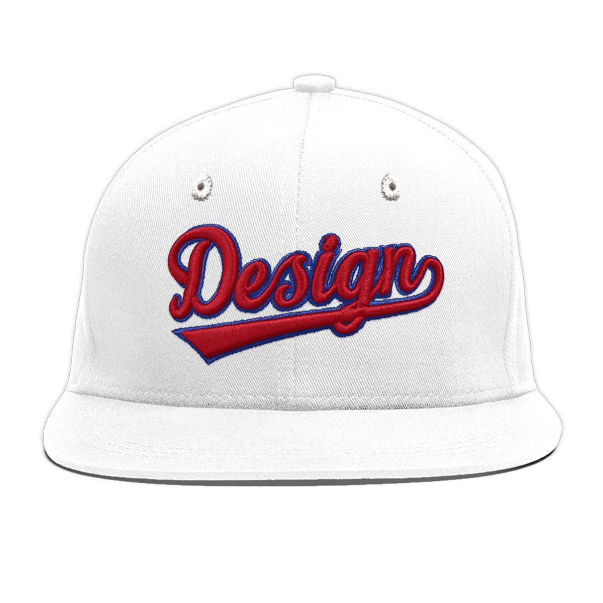 Custom White 3D Puff Embroidery Flat Embroidery Casual Sport Baseball Cap