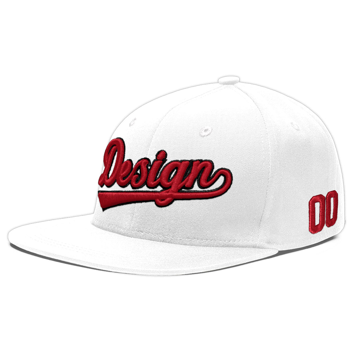 Custom White 3D Puff Embroidery Flat Embroidery Casual Sport Baseball Cap