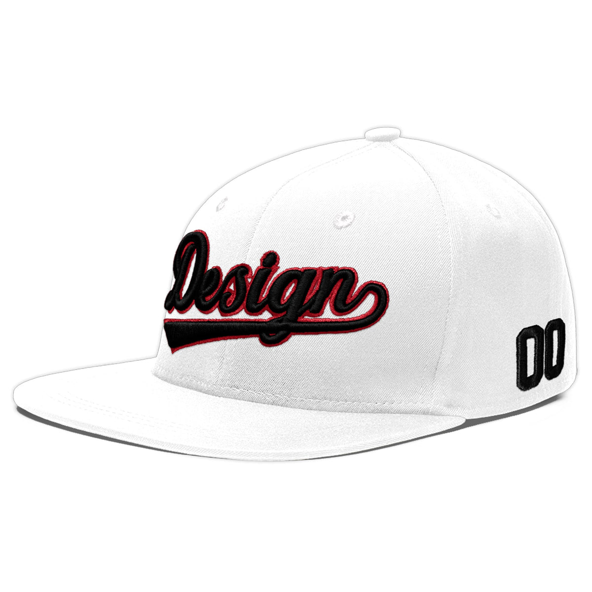 Custom White 3D Puff Embroidery Flat Embroidery Casual Sport Baseball Cap
