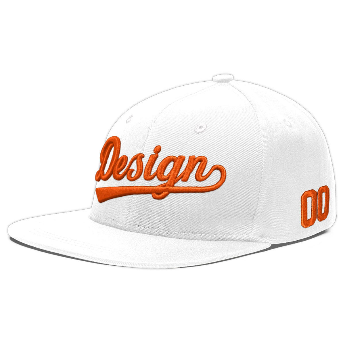 Custom White 3D Puff Embroidery Flat Embroidery Casual Sport Baseball Cap