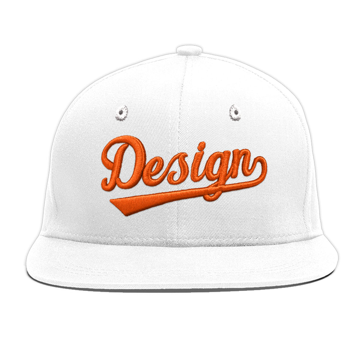 Custom White 3D Puff Embroidery Flat Embroidery Casual Sport Baseball Cap