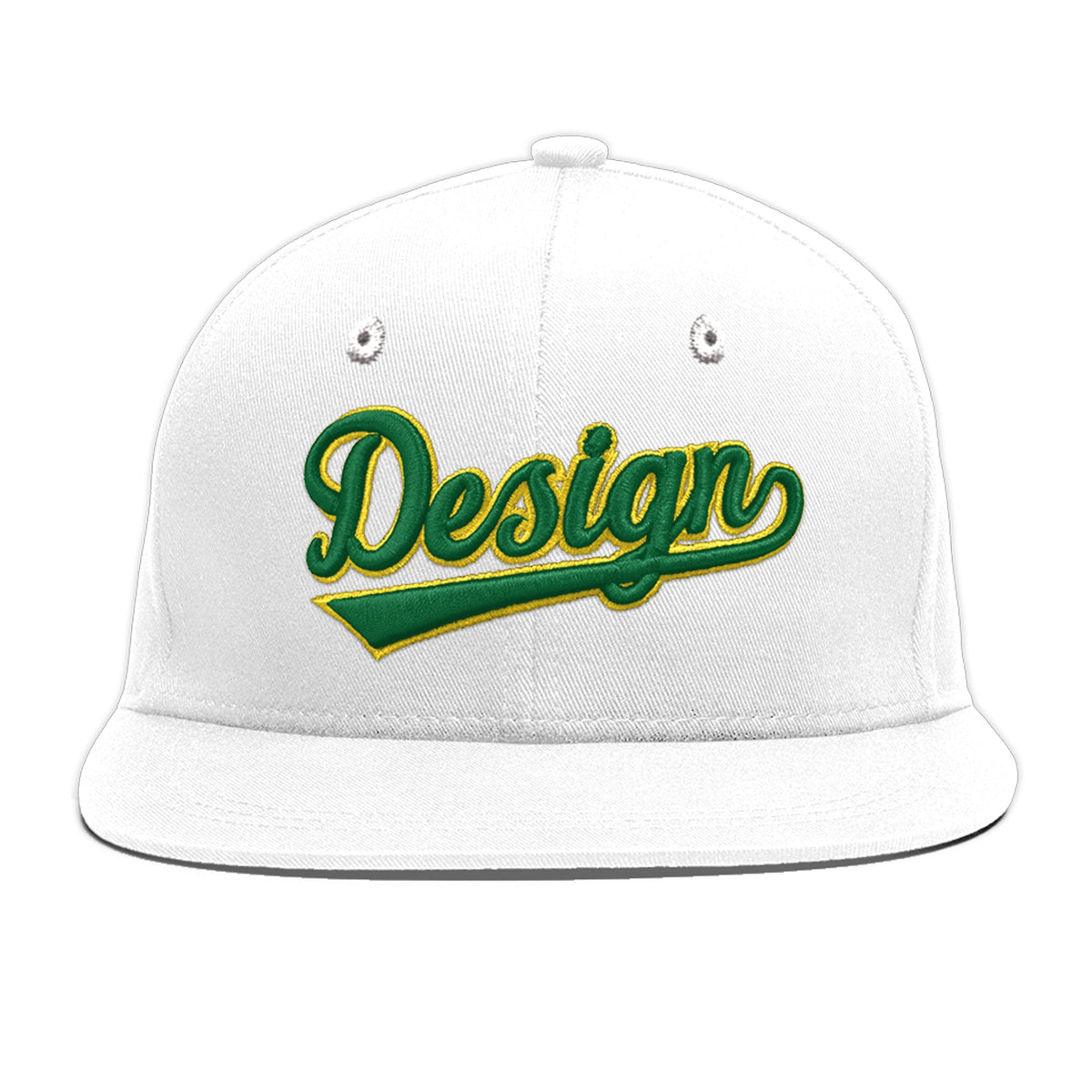 Custom White 3D Puff Embroidery Flat Embroidery Casual Sport Baseball Cap