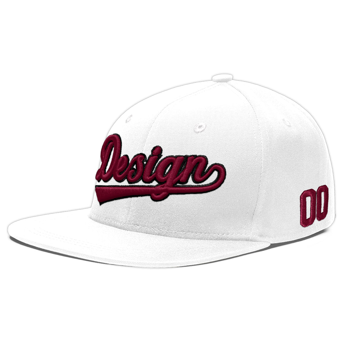 Custom White 3D Puff Embroidery Flat Embroidery Casual Sport Baseball Cap