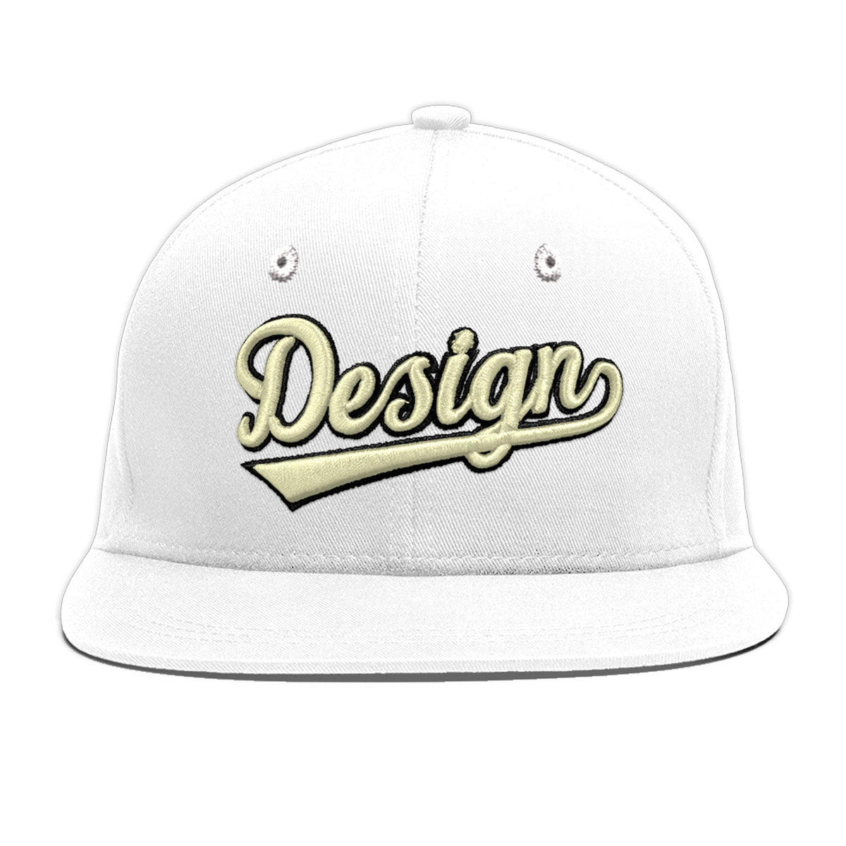 Custom White 3D Puff Embroidery Flat Embroidery Casual Sport Baseball Cap
