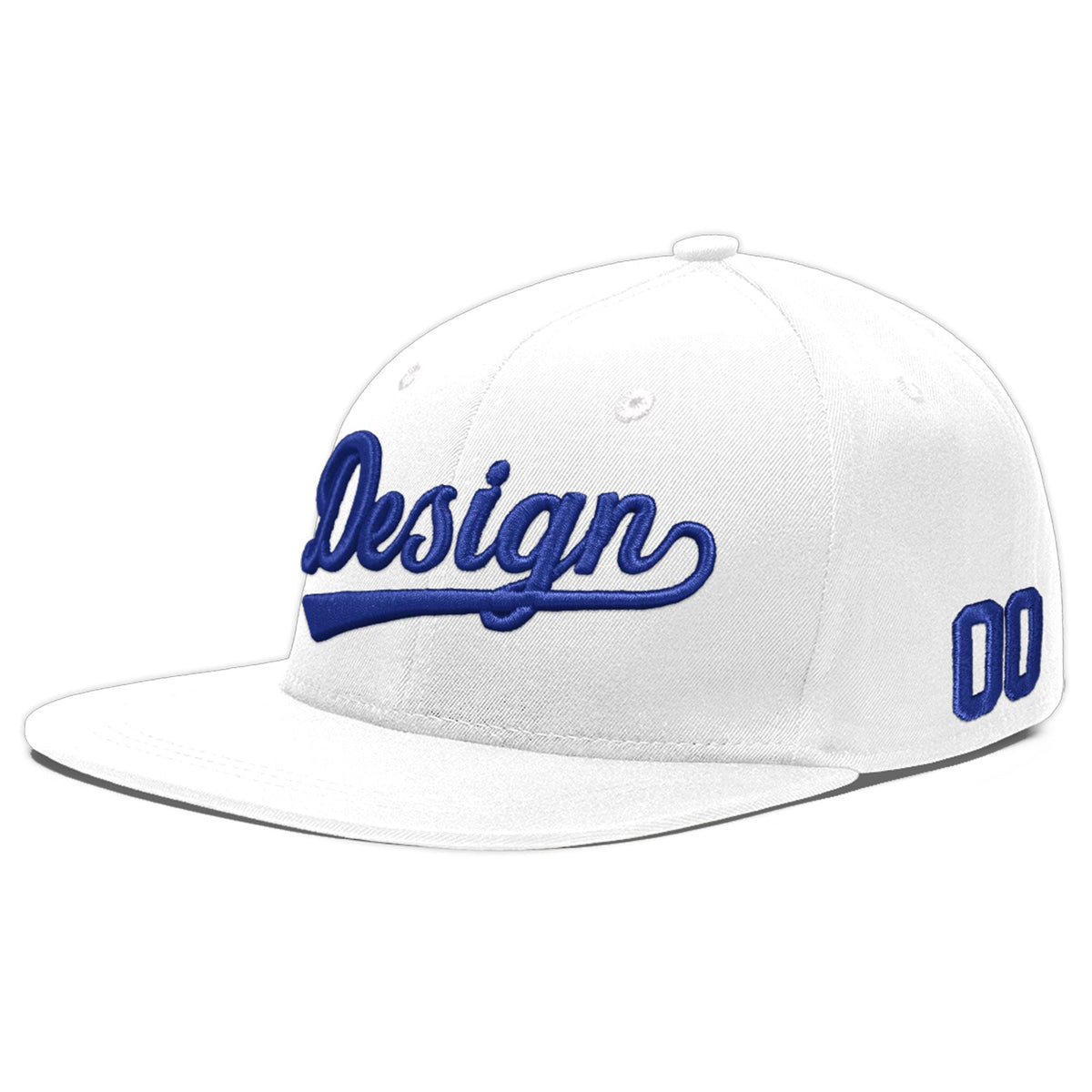 Custom White 3D Puff Embroidery Flat Embroidery Casual Sport Baseball Cap