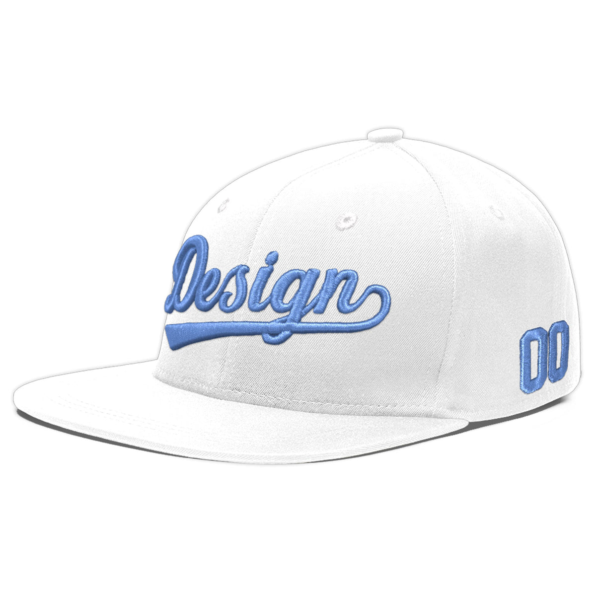 Custom White 3D Puff Embroidery Flat Embroidery Casual Sport Baseball Cap