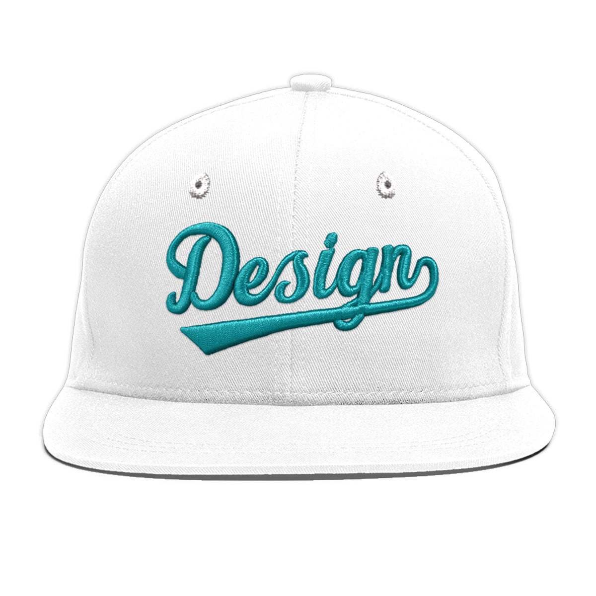 Custom White 3D Puff Embroidery Flat Embroidery Casual Sport Baseball Cap