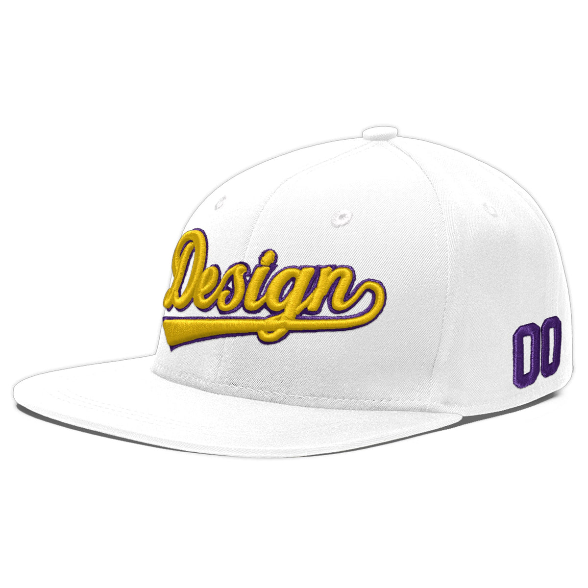 Custom White 3D Puff Embroidery Flat Embroidery Casual Sport Baseball Cap