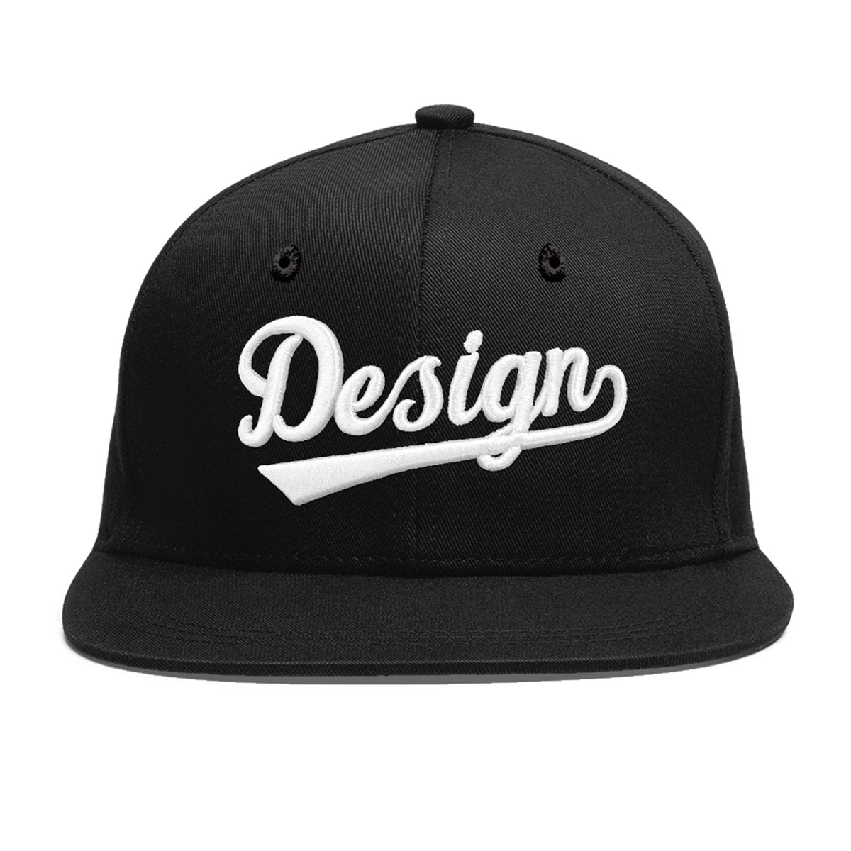 Custom Black 3D Puff Embroidery Flat Embroidery Casual Sport Baseball Cap
