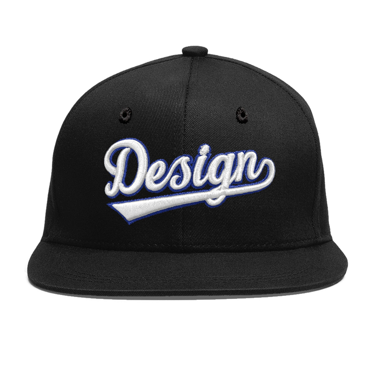 Custom Black 3D Puff Embroidery Flat Embroidery Casual Sport Baseball Cap