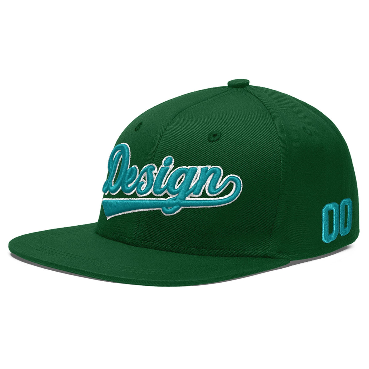 Custom Green 3D Puff Embroidery Flat Embroidery Casual Sport Baseball Cap