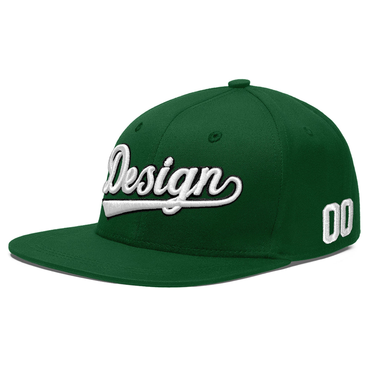 Custom Green 3D Puff Embroidery Flat Embroidery Casual Sport Baseball Cap