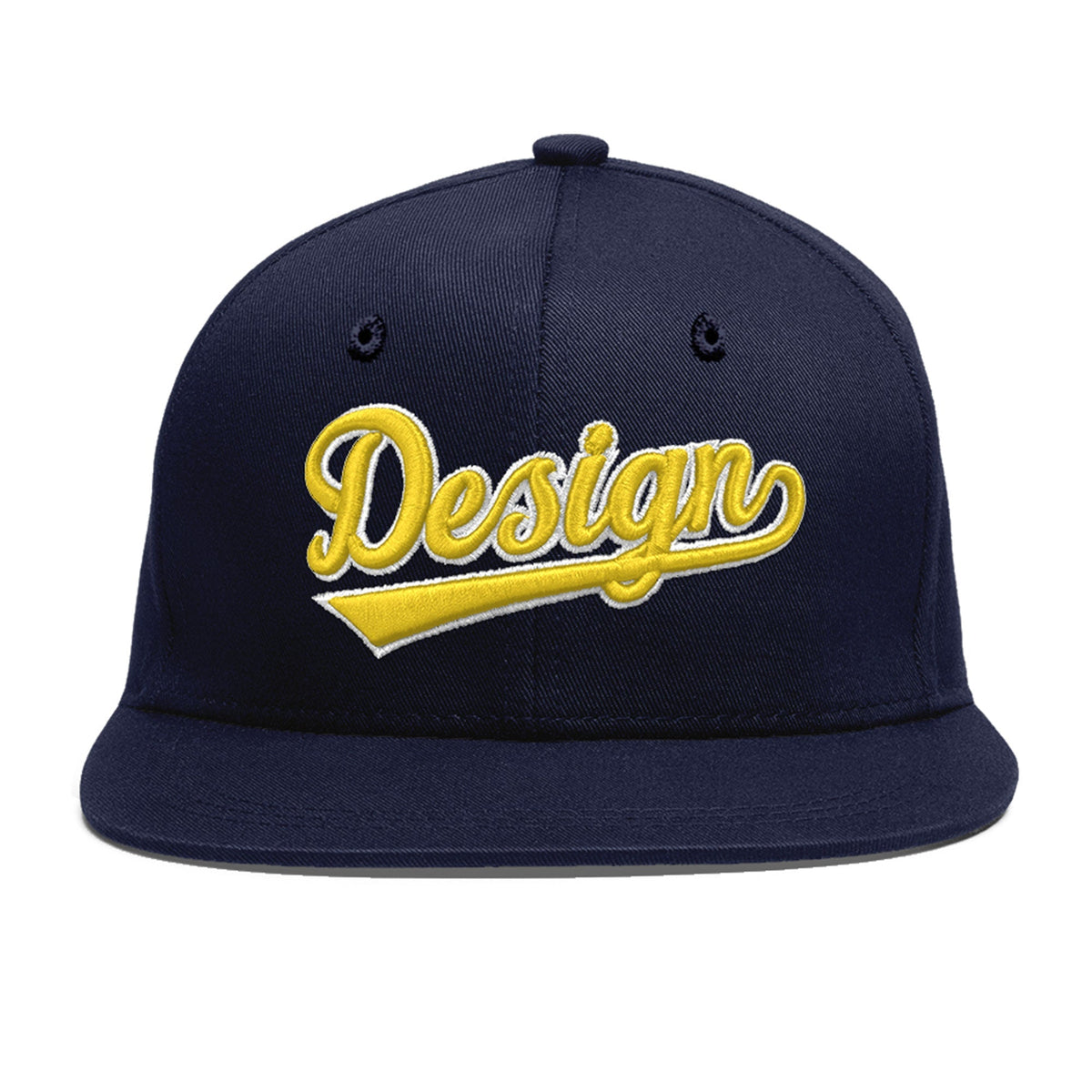 Custom Navy 3D Puff Embroidery Flat Embroidery Casual Sport Baseball Cap
