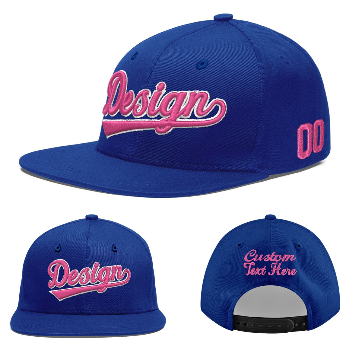 Custom Royal 3D Puff Embroidery Flat Embroidery Casual Sport Baseball Cap