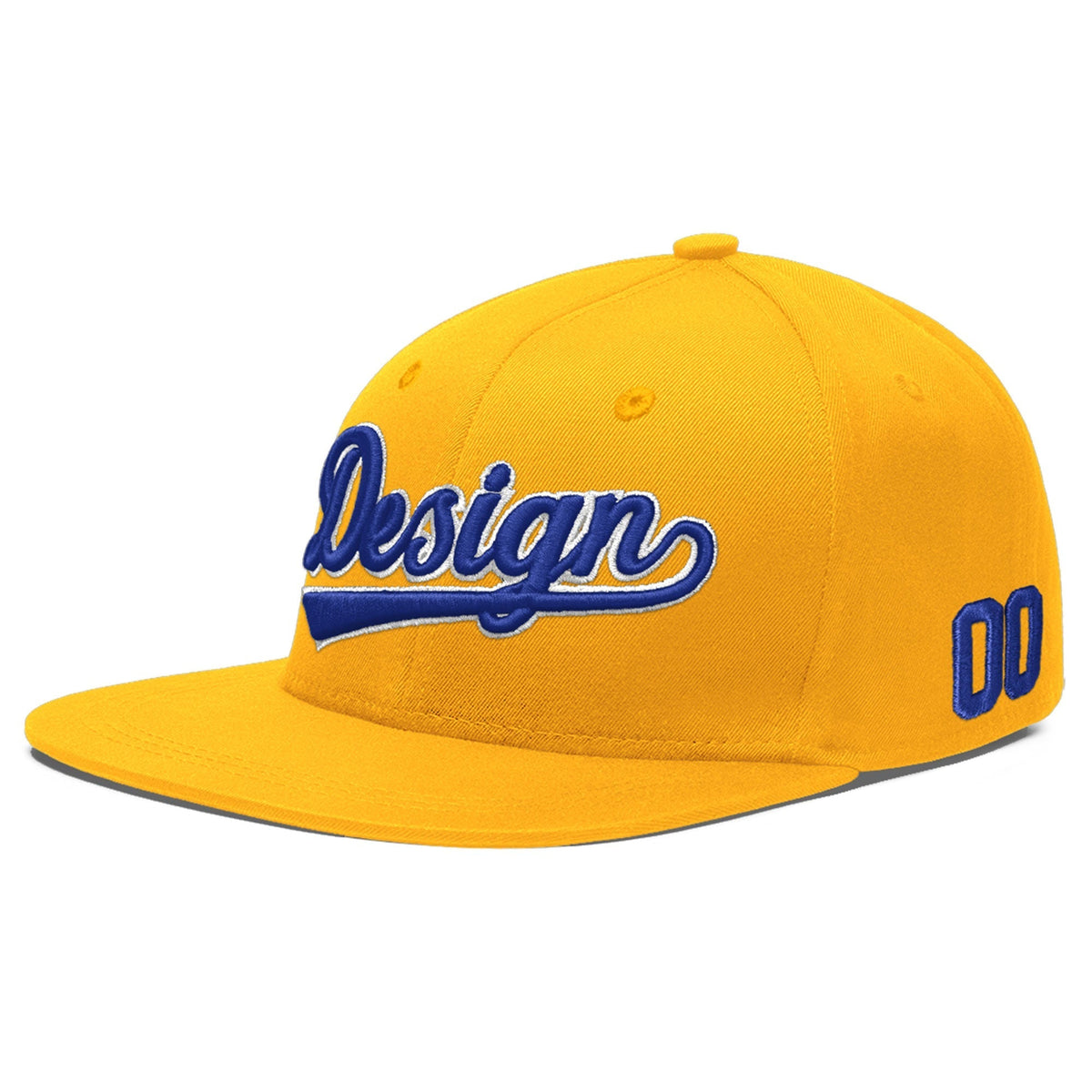 Custom Yellow 3D Puff Embroidery Flat Embroidery Casual Sport Baseball Cap