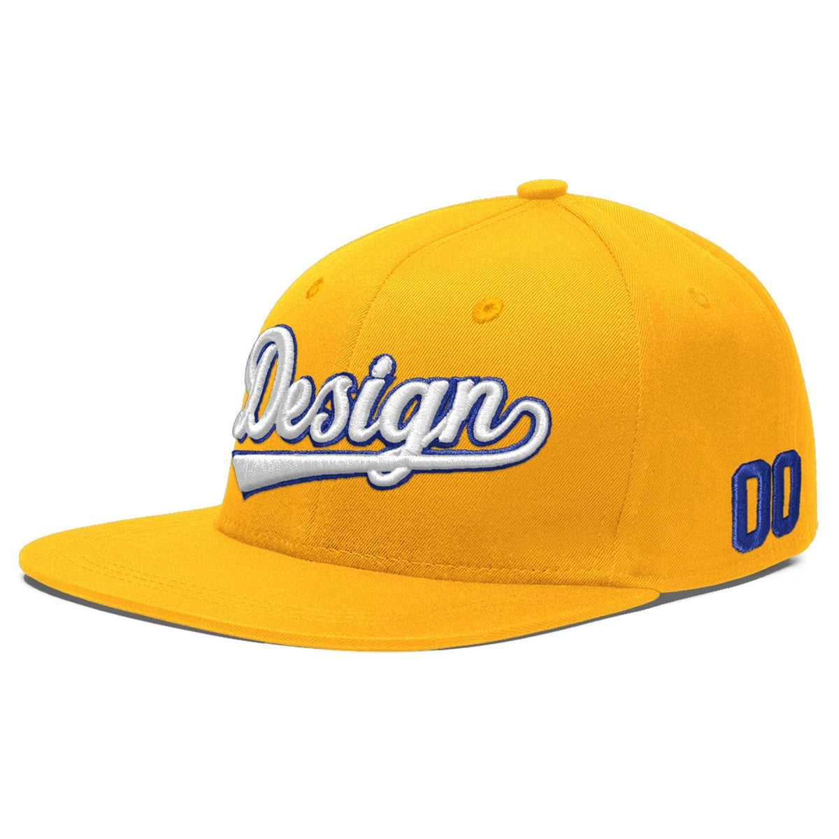 Custom Yellow 3D Puff Embroidery Flat Embroidery Casual Sport Baseball Cap