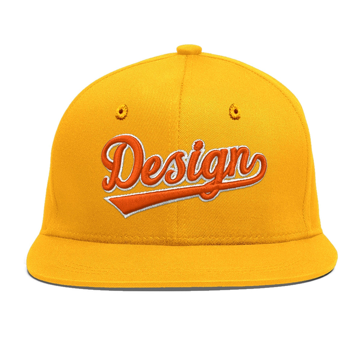 Custom Yellow 3D Puff Embroidery Flat Embroidery Casual Sport Baseball Cap
