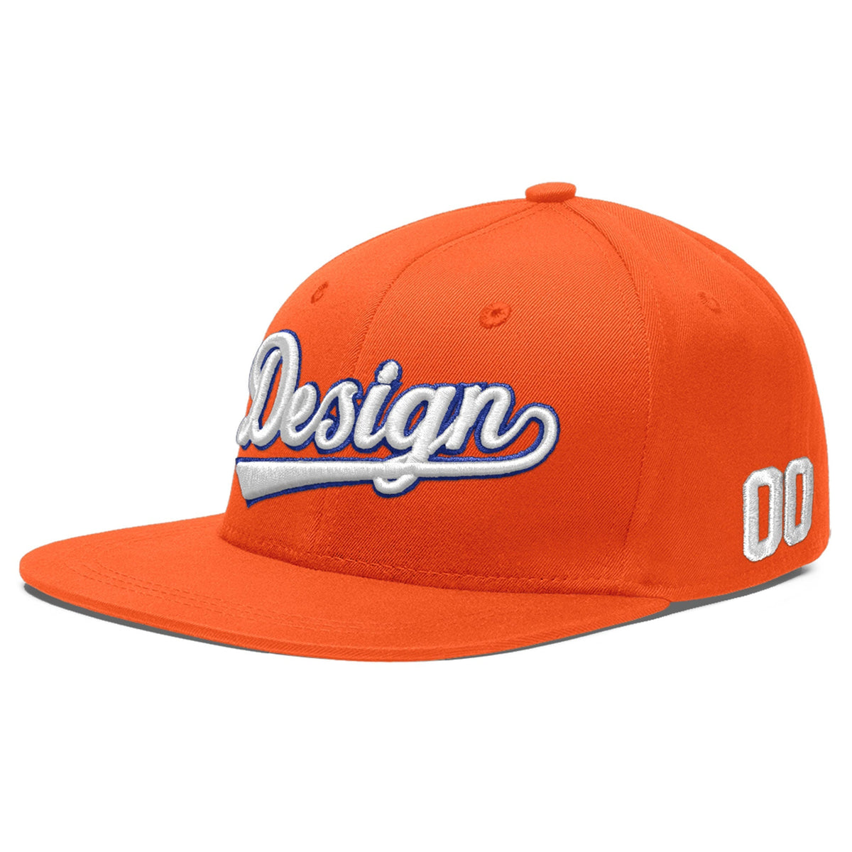 Custom Orange 3D Puff Embroidery Flat Embroidery Casual Sport Baseball Cap