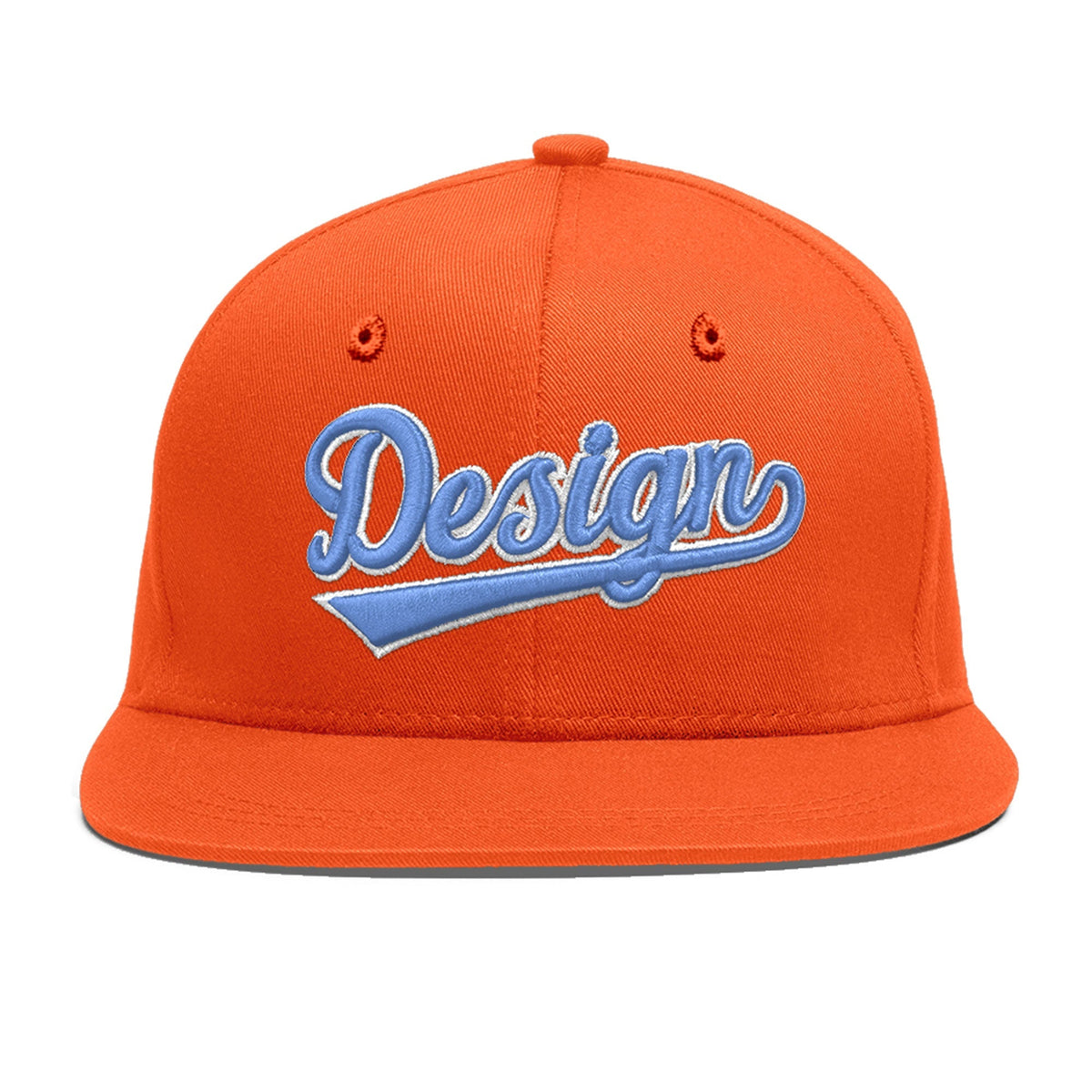 Custom Orange 3D Puff Embroidery Flat Embroidery Casual Sport Baseball Cap