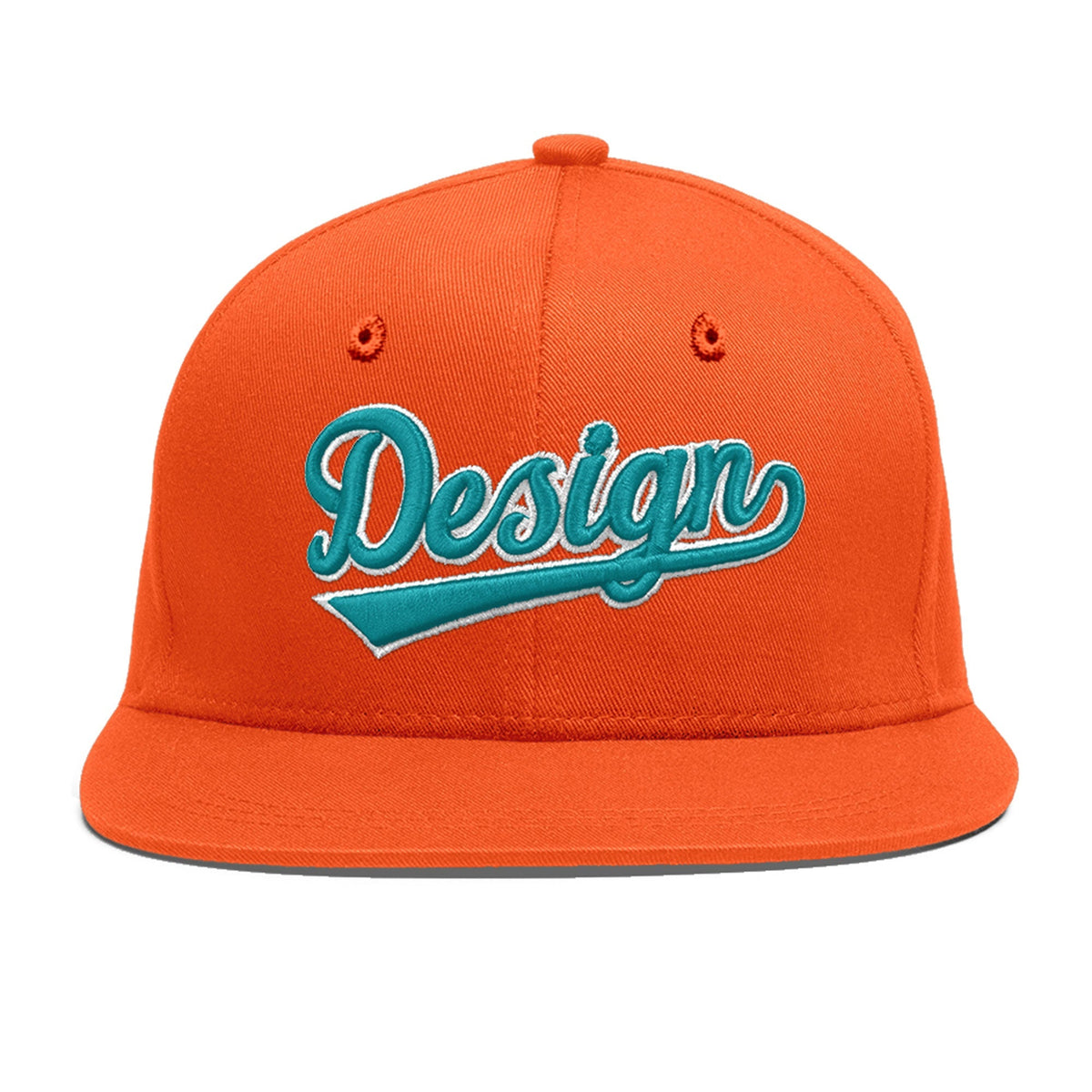 Custom Orange 3D Puff Embroidery Flat Embroidery Casual Sport Baseball Cap