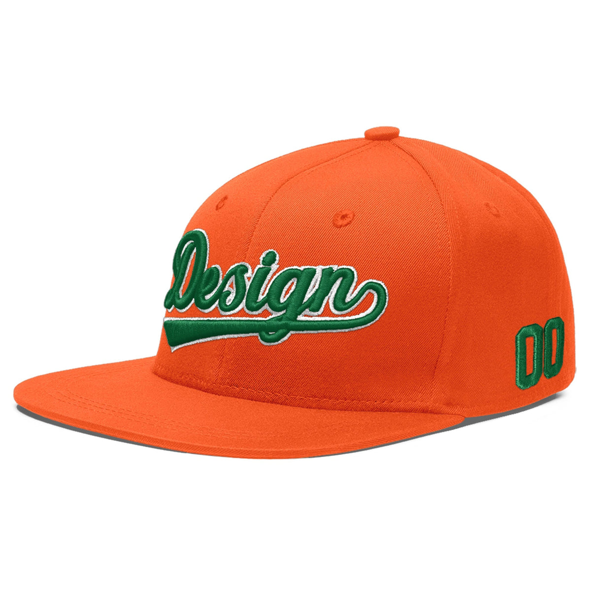 Custom Orange 3D Puff Embroidery Flat Embroidery Casual Sport Baseball Cap