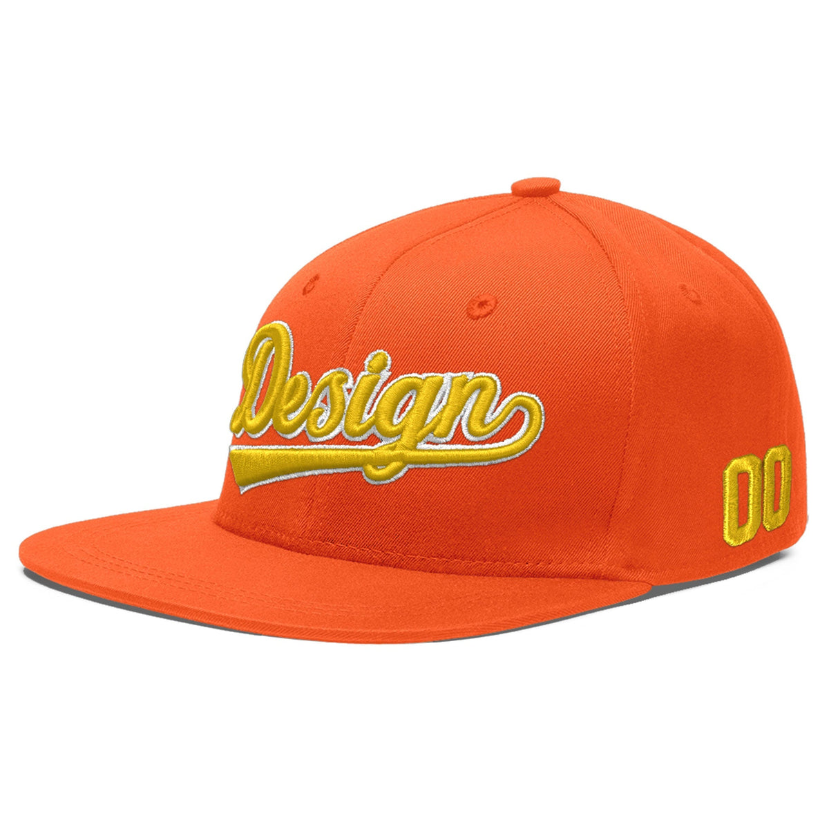 Custom Orange 3D Puff Embroidery Flat Embroidery Casual Sport Baseball Cap