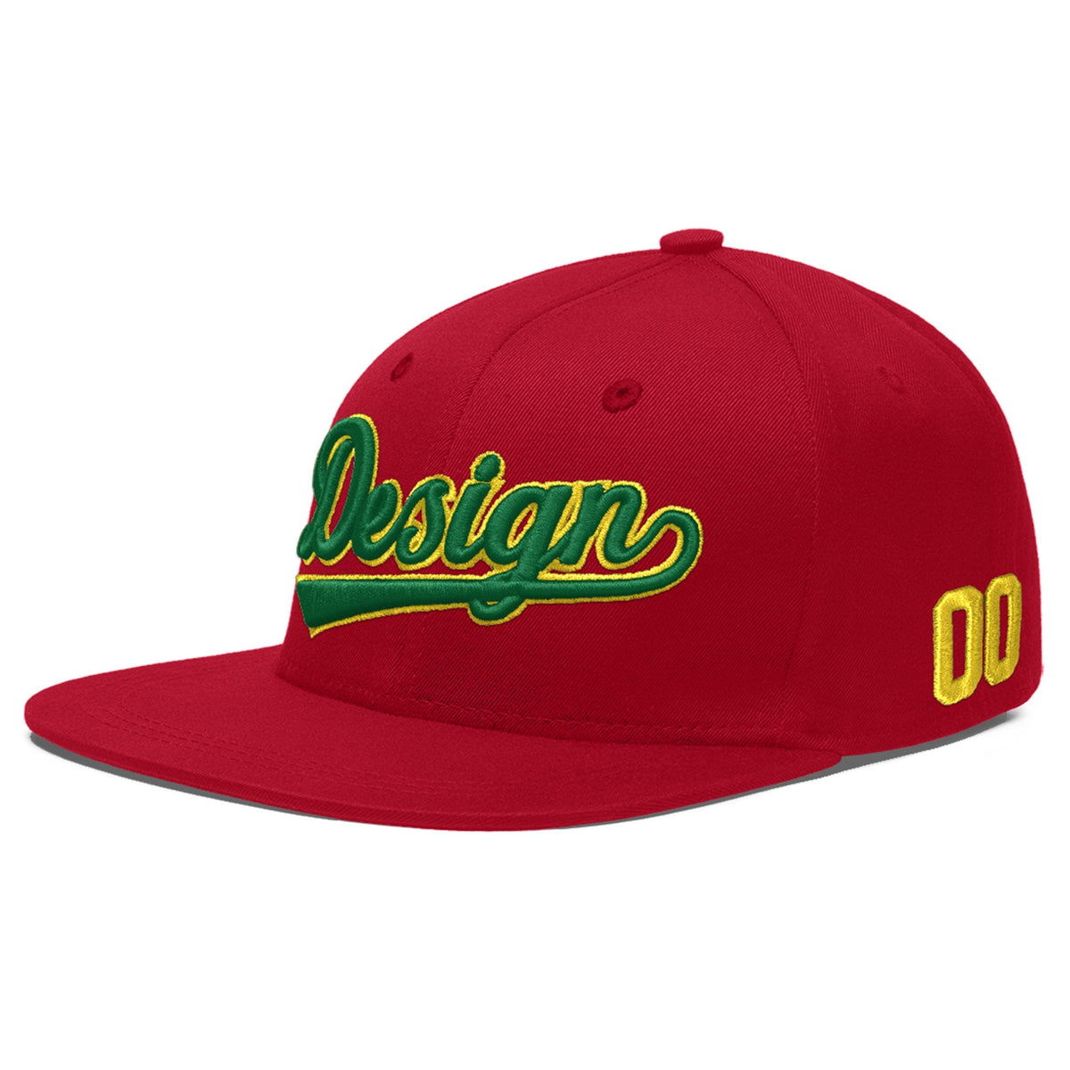 Custom Red 3D Puff Embroidery Flat Embroidery Casual Sport Baseball Cap