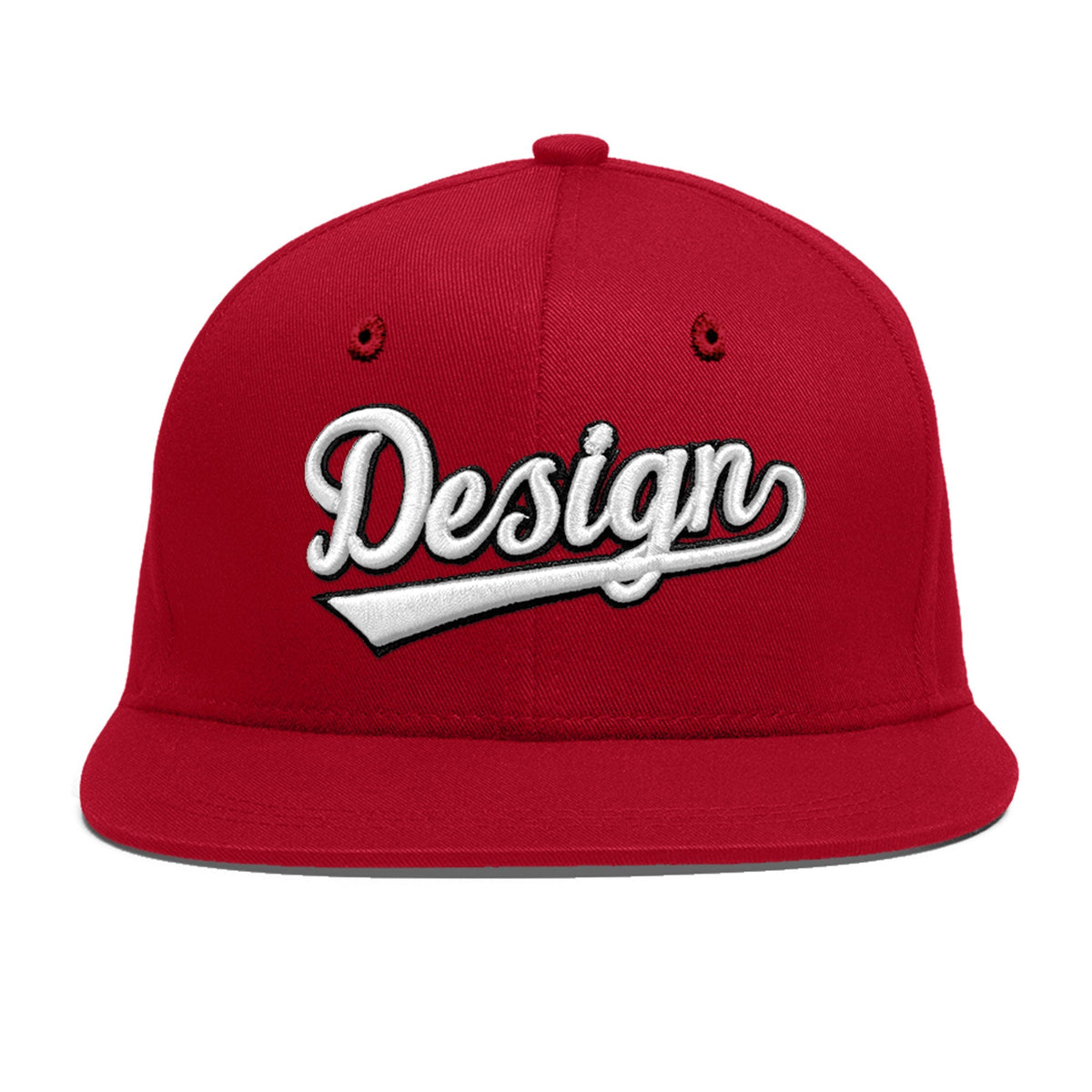 Custom Red 3D Puff Embroidery Flat Embroidery Casual Sport Baseball Cap