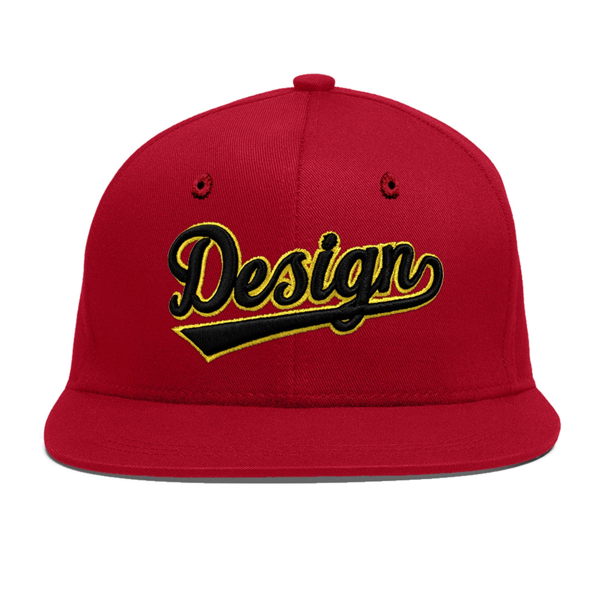Custom Red 3D Puff Embroidery Flat Embroidery Casual Sport Baseball Cap