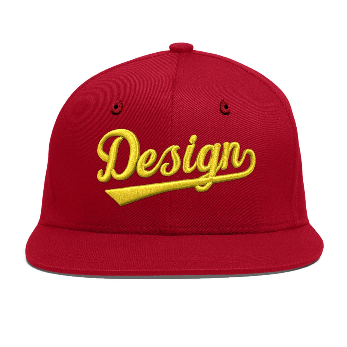 Custom Red 3D Puff Embroidery Flat Embroidery Casual Sport Baseball Cap