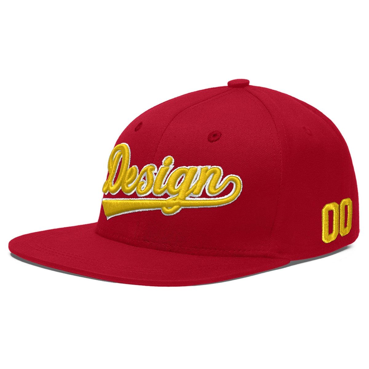 Custom Red 3D Puff Embroidery Flat Embroidery Casual Sport Baseball Cap