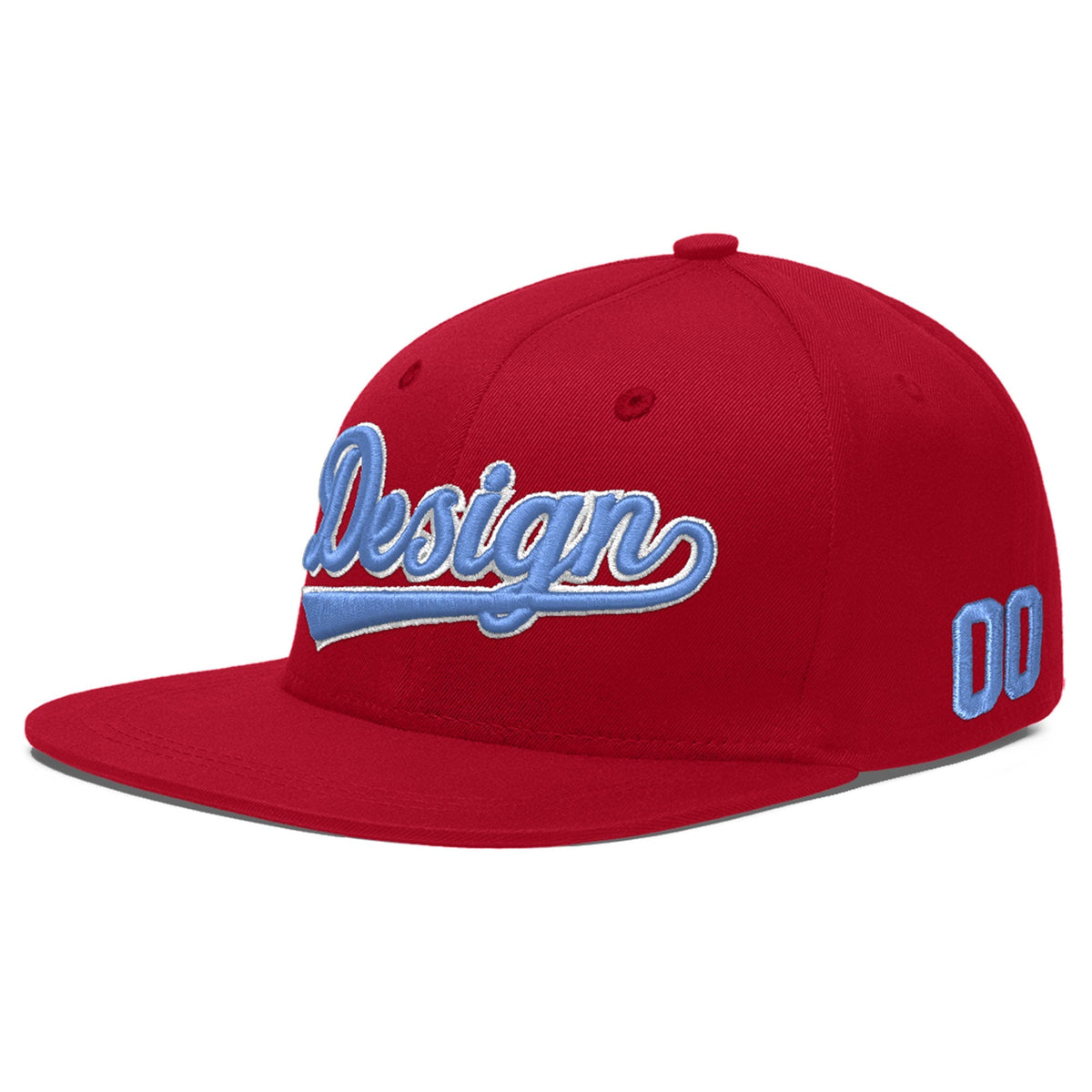 Custom Red 3D Puff Embroidery Flat Embroidery Casual Sport Baseball Cap