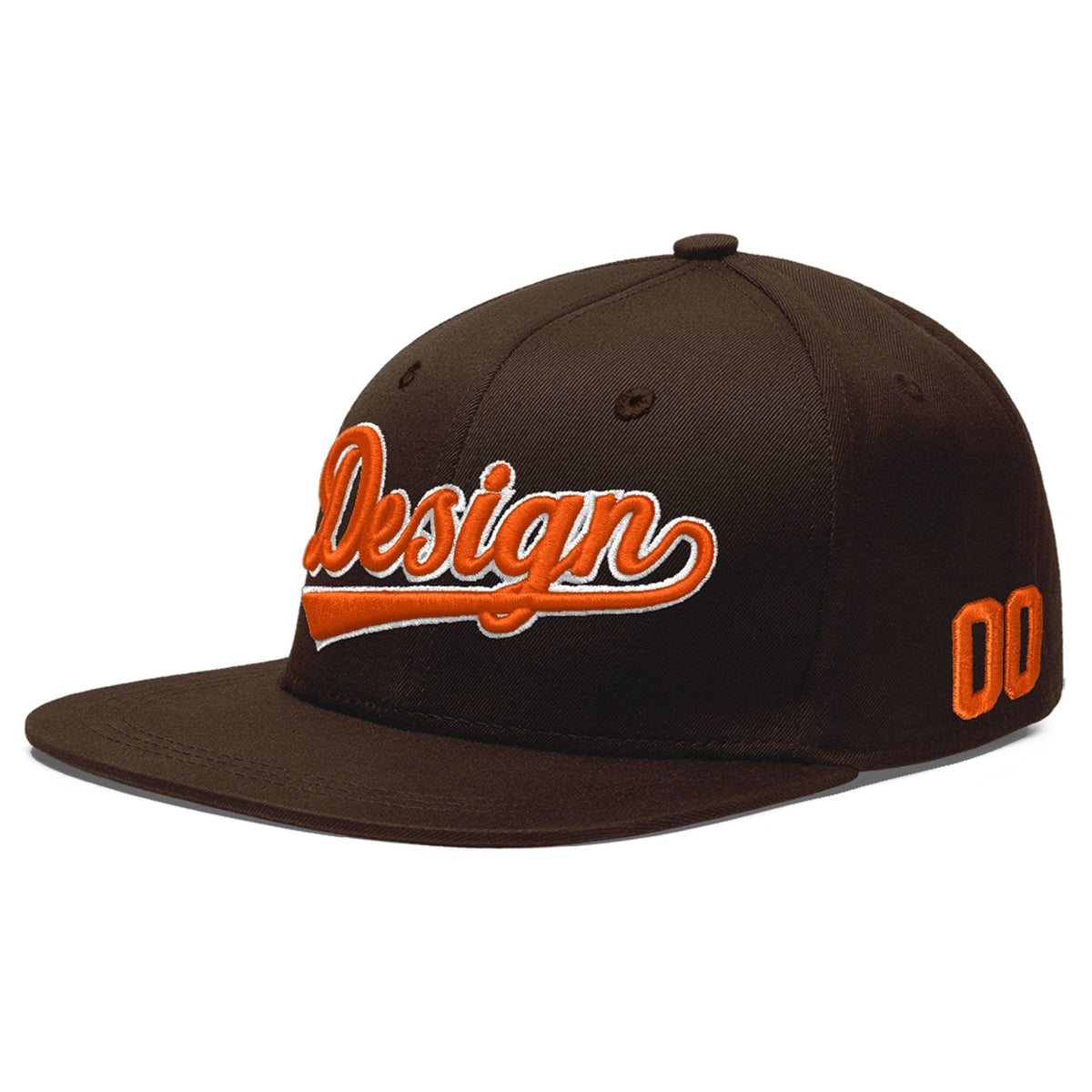 Custom Brown 3D Puff Embroidery Flat Embroidery Casual Sport Baseball Cap