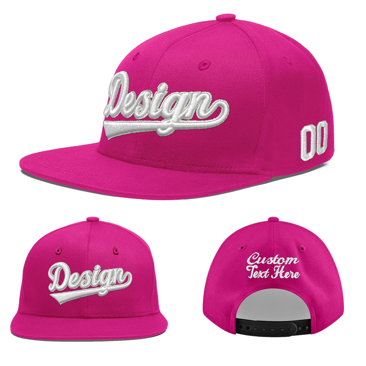 Custom Rose Red 3D Puff Embroidery Flat Embroidery Casual Sport Baseball Cap