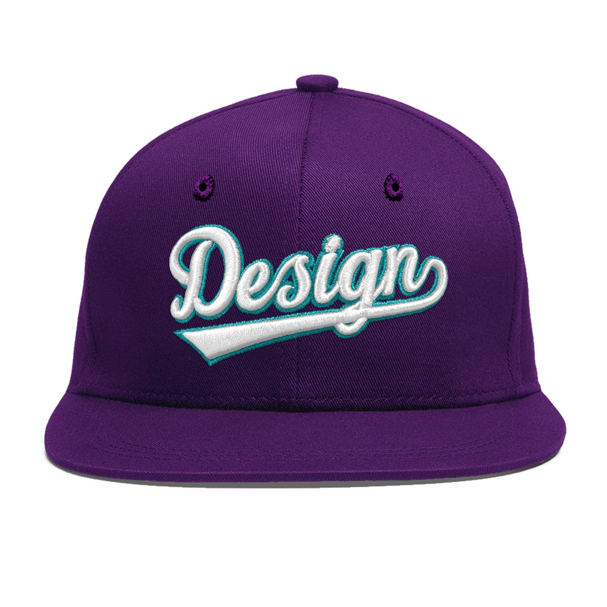 Custom Purple 3D Puff Embroidery Flat Embroidery Casual Sport Baseball Cap