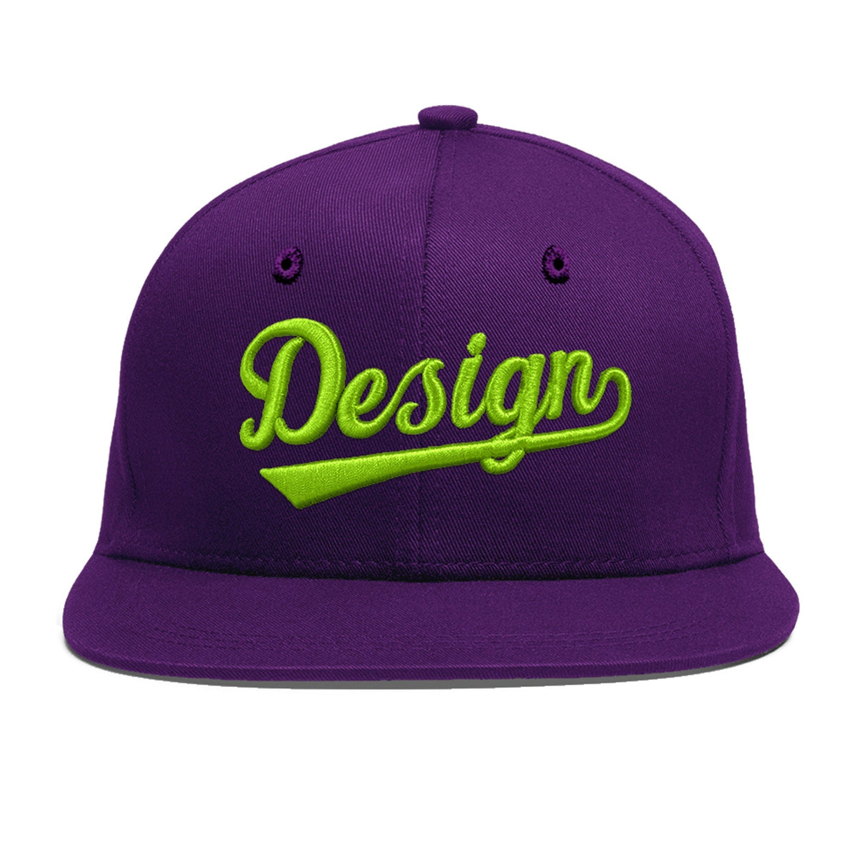 Custom Purple 3D Puff Embroidery Flat Embroidery Casual Sport Baseball Cap