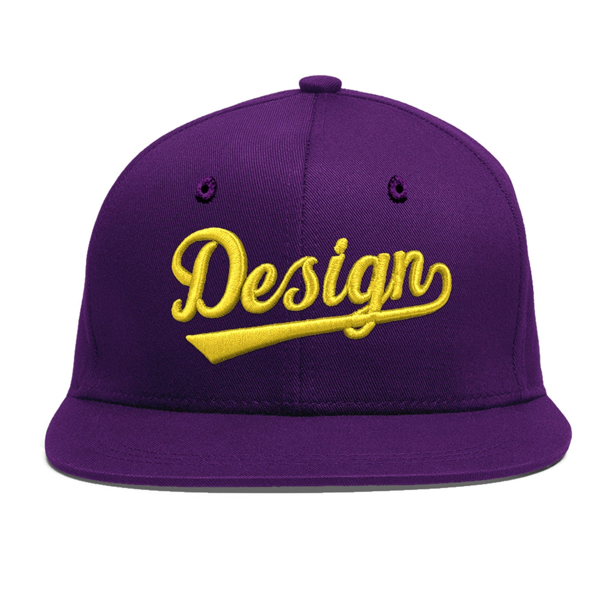 Custom Purple 3D Puff Embroidery Flat Embroidery Casual Sport Baseball Cap