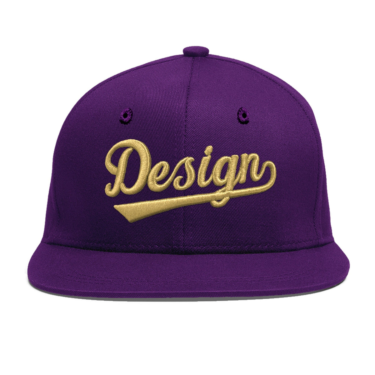 Custom Purple 3D Puff Embroidery Flat Embroidery Casual Sport Baseball Cap
